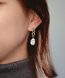 B:MING by BEAMS | チェーン フェイク パール ピアス(ピアス（両耳用）)