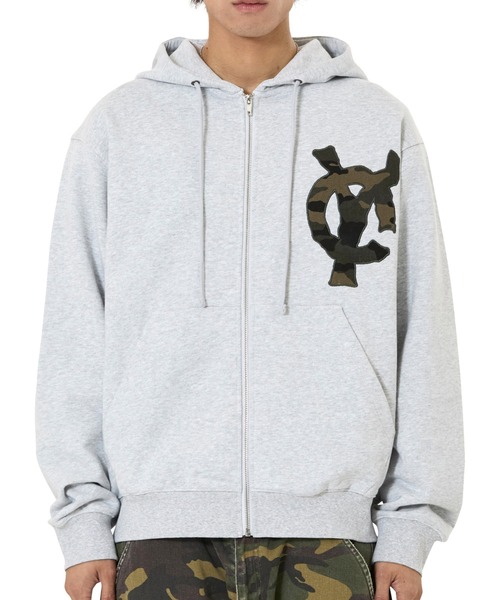 OY(オーワイ)の「『OY/オーワイ』LOGO PATCH HOODIE ZIP UP/ロゴパッチジップアップパーカー(パーカー・レディース・グレー・M/L)」の2枚目の写真