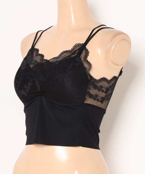 Lace Ladies(レースレディース)の「バック クロス レース レイヤード カップ付き キャミソール(キャミソール・レディース・ブラック/ホワイト・FREE)」の3枚目の写真
