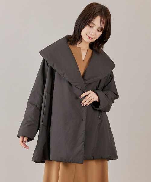 INED（イネド）の「LIMONTA EAST ショールカラーミドル丈中綿コート（ブルゾン・レディース・ブラック/キャメル・7号/9号）」の2枚目の写真