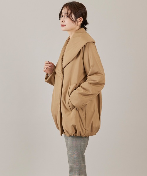 INED（イネド）の「LIMONTA EAST ショールカラーミドル丈中綿コート（ブルゾン・レディース・ブラック/キャメル・7号/9号）」の9枚目の写真