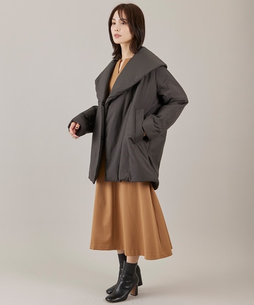 INED（イネド）の「LIMONTA EAST ショールカラーミドル丈中綿コート（ブルゾン・レディース・ブラック/キャメル・7号/9号）」の12枚目の写真