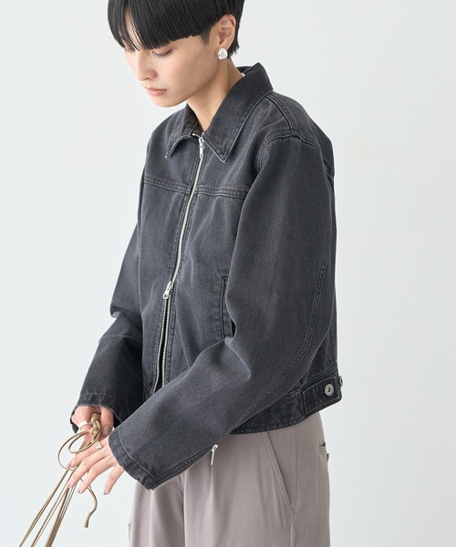 AMERICAN HOLIC（アメリカンホリック）の「WZIPデニムジャケット（デニムジャケット・レディース・ブラック/ライトインディゴブルー・M/L）」の10枚目の写真