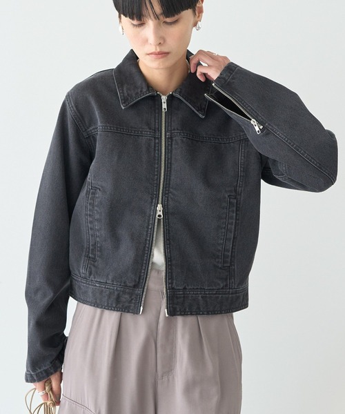 AMERICAN HOLIC（アメリカンホリック）の「WZIPデニムジャケット（デニムジャケット・レディース・ブラック/ライトインディゴブルー・M/L）」の7枚目の写真