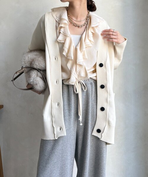 DouDou（ドゥドゥ）の「マシーンウォッシャブルニットカーディガン（カーディガン/ボレロ・レディース・ブラック/ベージュ/ホワイト/ピンク・FREE）」の20枚目の写真