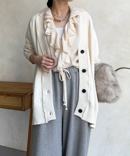 DouDou（ドゥドゥ）の「マシーンウォッシャブルニットカーディガン（カーディガン/ボレロ・レディース・ブラック/ベージュ/ホワイト/ピンク・FREE）」の21枚目の写真