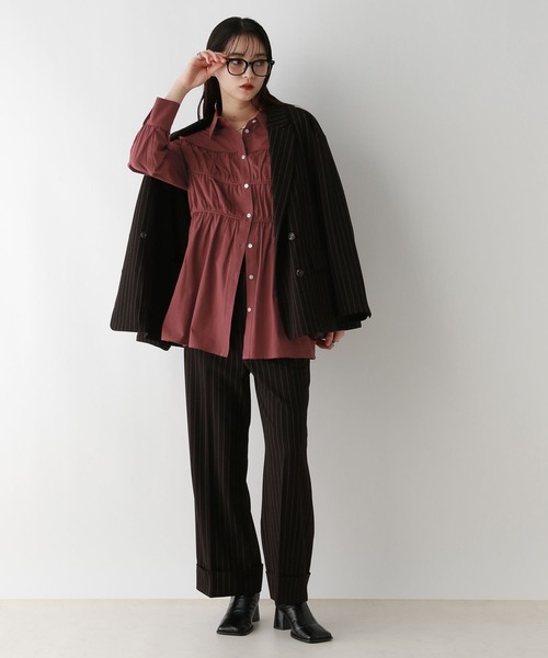 RAGEBLUE(レイジブルー)の「ギャザーチュニックシャツ(シャツ/ブラウス・レディース・ホワイト/レッド・FREE)」の9枚目の写真