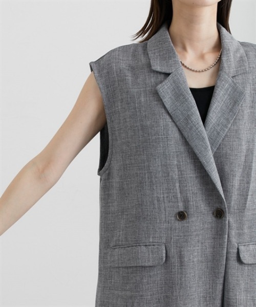 nissen（ニッセン）の「麻調合繊テーラードオールインワン（つなぎ/オールインワン・レディース・杢グレー/チャコールグレー・M/L）」の7枚目の写真