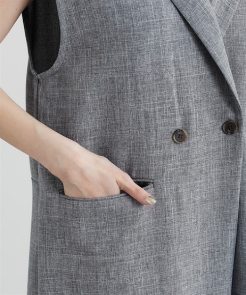 nissen（ニッセン）の「麻調合繊テーラードオールインワン（つなぎ/オールインワン・レディース・杢グレー/チャコールグレー・M/L）」の9枚目の写真