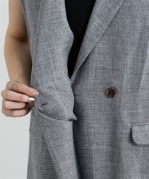 nissen（ニッセン）の「麻調合繊テーラードオールインワン（つなぎ/オールインワン・レディース・杢グレー/チャコールグレー・M/L）」の10枚目の写真