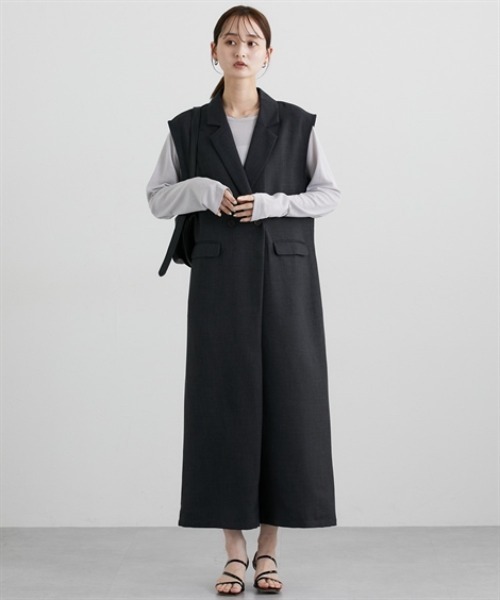 nissen（ニッセン）の「麻調合繊テーラードオールインワン（つなぎ/オールインワン・レディース・杢グレー/チャコールグレー・M/L）」の11枚目の写真