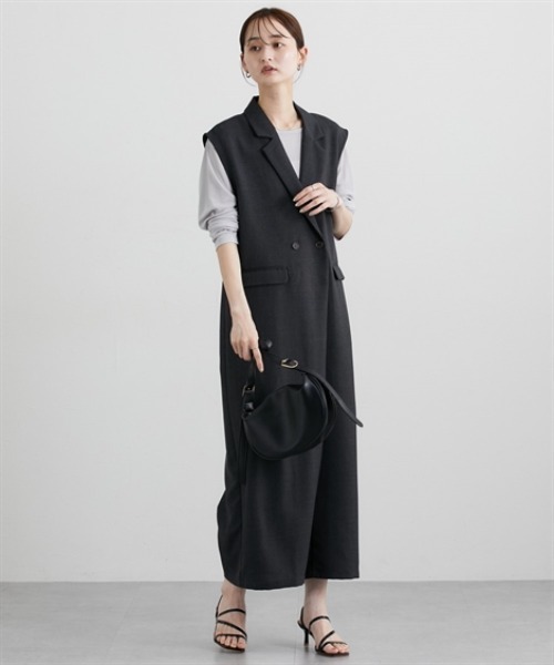 nissen（ニッセン）の「麻調合繊テーラードオールインワン（つなぎ/オールインワン・レディース・杢グレー/チャコールグレー・M/L）」の12枚目の写真