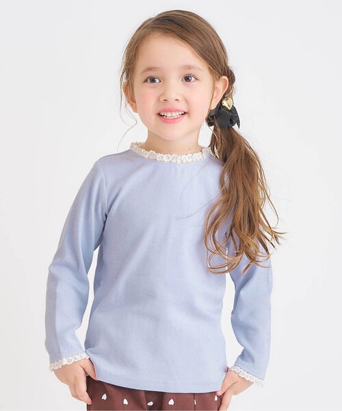 apres les cours（アプレレクール）の「【ジュニア対応】ハート針抜きフリルTシャツ（Tシャツ/カットソー・キッズ・チャコール/レッド/アイボリー/グレー・110/120/130/140/80/90/100）」の2枚目の写真