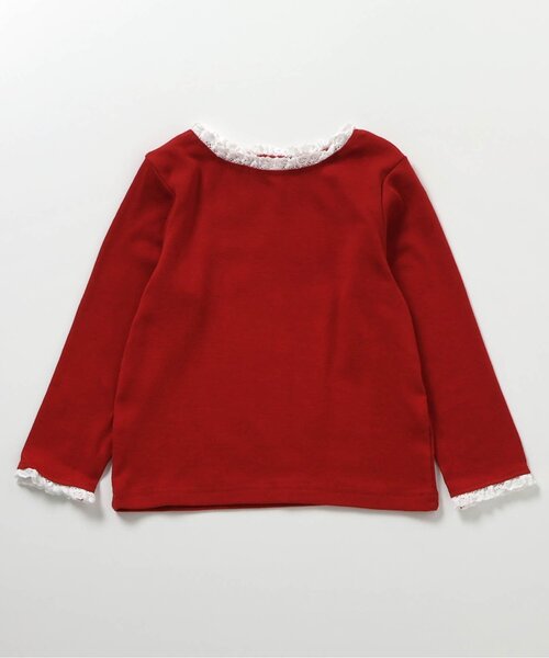 apres les cours（アプレレクール）の「【ジュニア対応】ハート針抜きフリルTシャツ（Tシャツ/カットソー・キッズ・チャコール/レッド/アイボリー/グレー・110/120/130/140/80/90/100）」の4枚目の写真
