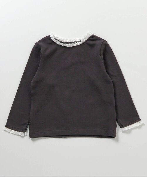 apres les cours（アプレレクール）の「【ジュニア対応】ハート針抜きフリルTシャツ（Tシャツ/カットソー・キッズ・チャコール/レッド/アイボリー/グレー・110/120/130/140/80/90/100）」の3枚目の写真
