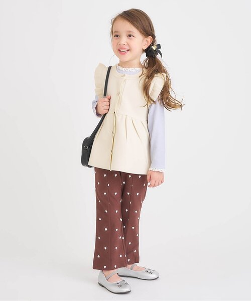 apres les cours（アプレレクール）の「【ジュニア対応】ハート針抜きフリルTシャツ（Tシャツ/カットソー・キッズ・チャコール/レッド/アイボリー/グレー・110/120/130/140/80/90/100）」の5枚目の写真