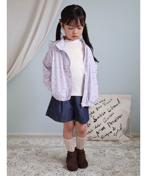 apres les cours（アプレレクール）の「【ジュニア対応】ハート針抜きフリルTシャツ（Tシャツ/カットソー・キッズ・チャコール/レッド/アイボリー/グレー・110/120/130/140/80/90/100）」の6枚目の写真