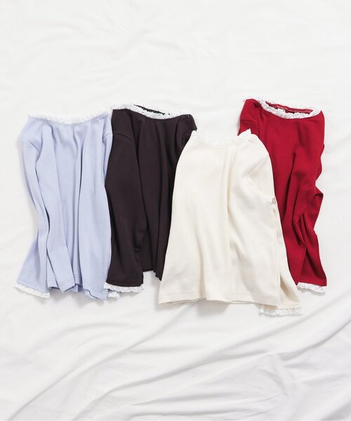 apres les cours（アプレレクール）の「【ジュニア対応】ハート針抜きフリルTシャツ（Tシャツ/カットソー・キッズ・チャコール/レッド/アイボリー/グレー・110/120/130/140/80/90/100）」の9枚目の写真