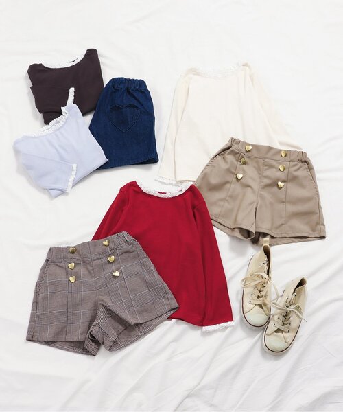 apres les cours（アプレレクール）の「【ジュニア対応】ハート針抜きフリルTシャツ（Tシャツ/カットソー・キッズ・チャコール/レッド/アイボリー/グレー・110/120/130/140/80/90/100）」の10枚目の写真