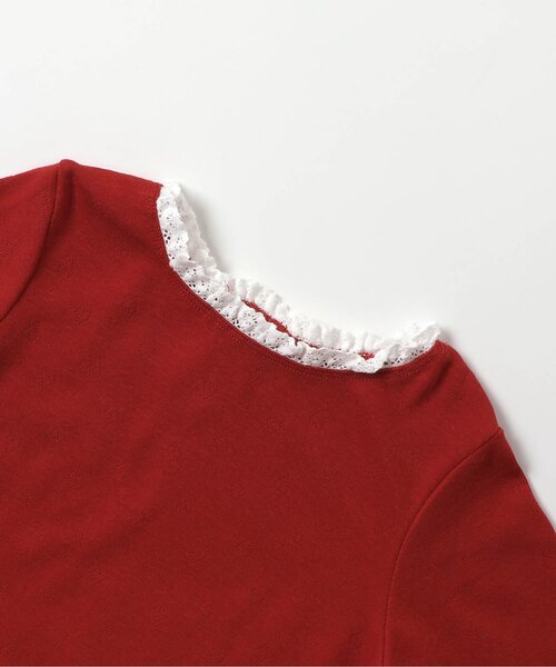 apres les cours（アプレレクール）の「【ジュニア対応】ハート針抜きフリルTシャツ（Tシャツ/カットソー・キッズ・チャコール/レッド/アイボリー/グレー・110/120/130/140/80/90/100）」の14枚目の写真