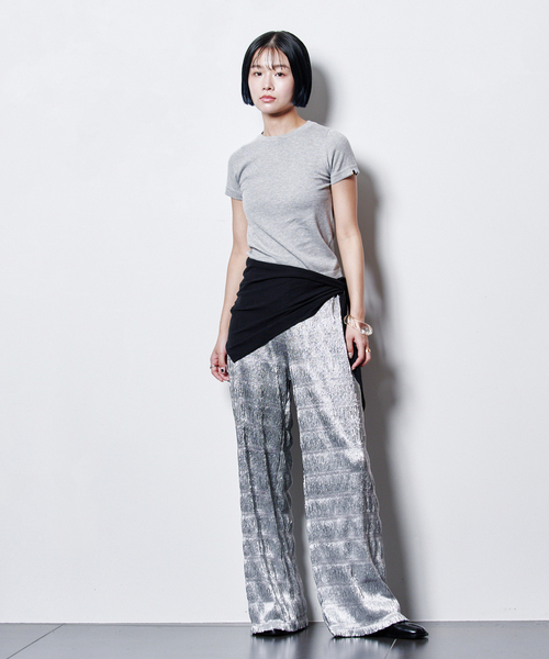 extreme cashmere（エクストリーム　カシミヤ）の「EXTREME CASHMERE X AMERICA：ニット（ニット/セーター・レディース・ライトグレー/ピンク・FREE）」の4枚目の写真