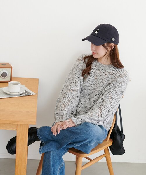 DISCOAT（ディスコート）の「【WEB限定】手編み風プルオーバー（ニット/セーター・レディース・オフホワイト/ベビーピンク/チャコールグレー・FREE）」の12枚目の写真
