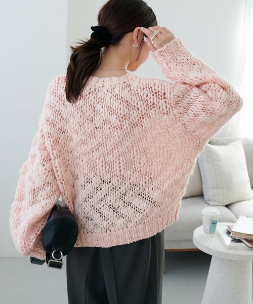 セール】手編み風スラブニットプルオーバー（ニット/セーター