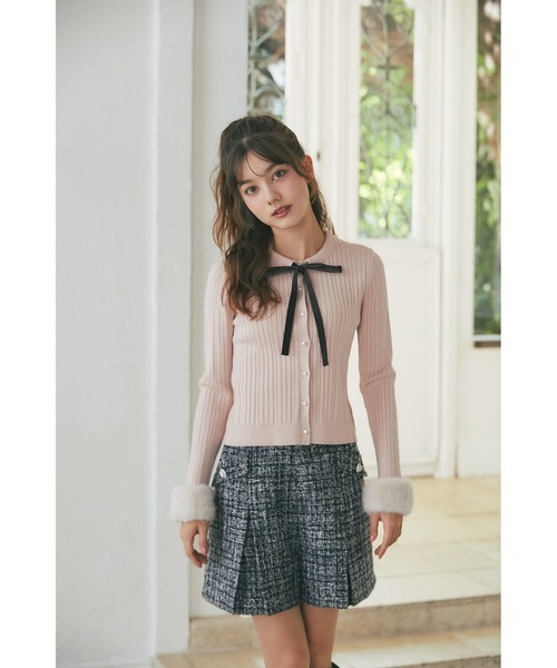 tocco closet（トッコ　クローゼット）の「ハイウエストツイードショートパンツ（その他パンツ・レディース・ピンク/ブラック・M）」の6枚目の写真