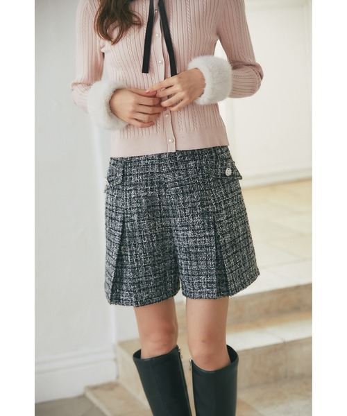 tocco closet（トッコ　クローゼット）の「ハイウエストツイードショートパンツ（その他パンツ・レディース・ピンク/ブラック・M）」の9枚目の写真