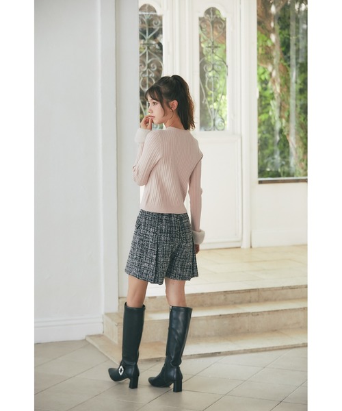 tocco closet（トッコ　クローゼット）の「ハイウエストツイードショートパンツ（その他パンツ・レディース・ピンク/ブラック・M）」の5枚目の写真