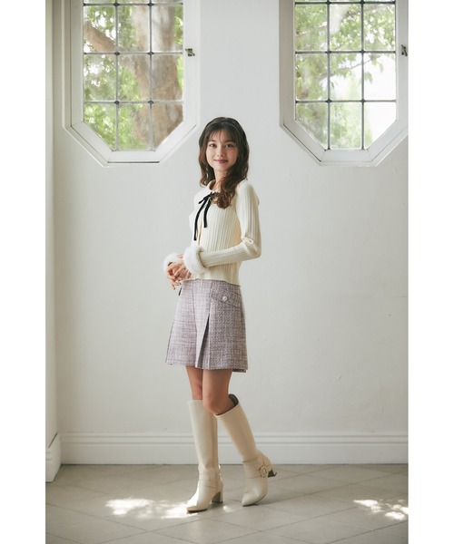 tocco closet（トッコ　クローゼット）の「ハイウエストツイードショートパンツ（その他パンツ・レディース・ピンク/ブラック・M）」の16枚目の写真