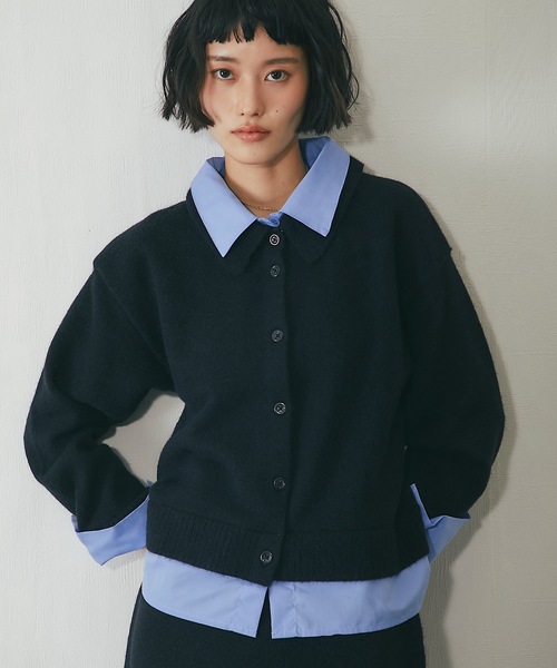 セットアップ可シャツドッキングニットトップス（ニット/セーター