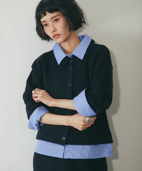 セットアップ可シャツドッキングニットトップス（ニット/セーター