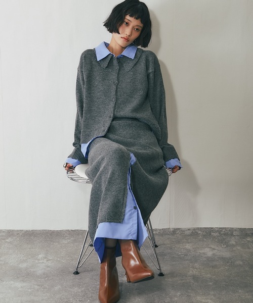 セール】セットアップ可シャツドッキングニットトップス（ニット