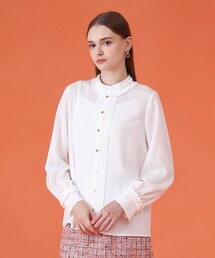 アナイ　トップス　白 ANAYI（アナイ）の「ジョーゼットラッフルブラウス（シャツ