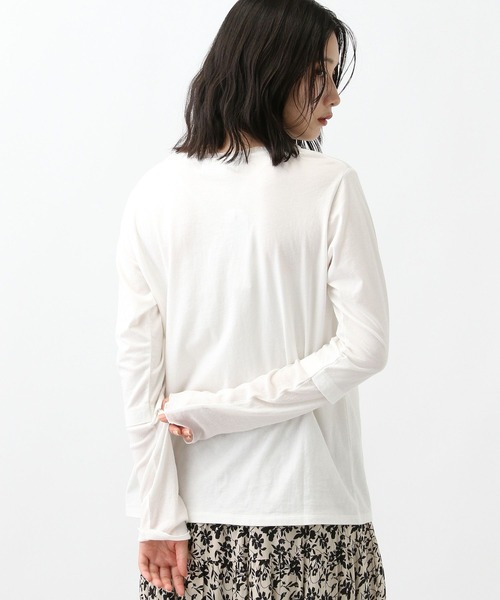 studio CLIP(スタディオクリップ)の「《natural by clip》テレコスリーブ切り替えプルオーバー(Tシャツ/カットソー・レディース・ライトグレー/チャコール/オフホワイト・FREE)」の2枚目の写真