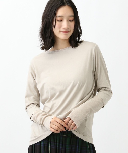 studio CLIP(スタディオクリップ)の「《natural by clip》テレコスリーブ切り替えプルオーバー(Tシャツ/カットソー・レディース・ライトグレー/チャコール/オフホワイト・FREE)」の6枚目の写真