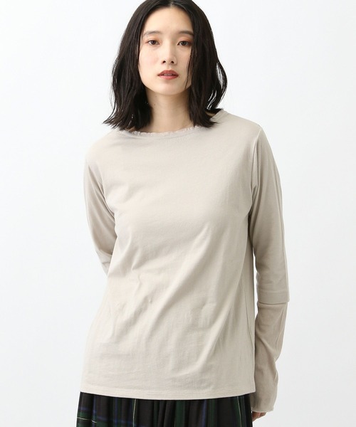 studio CLIP(スタディオクリップ)の「《natural by clip》テレコスリーブ切り替えプルオーバー(Tシャツ/カットソー・レディース・ライトグレー/チャコール/オフホワイト・FREE)」の5枚目の写真
