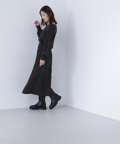 NATURAL BEAUTY BASIC(ナチュラルビューティーベーシック)の「◇ケーブルニットセットアップ(ワンピース・レディース・ブルー/オフホワイト/チャコールグレー・MEDIUM/P/S)」の6枚目の写真
