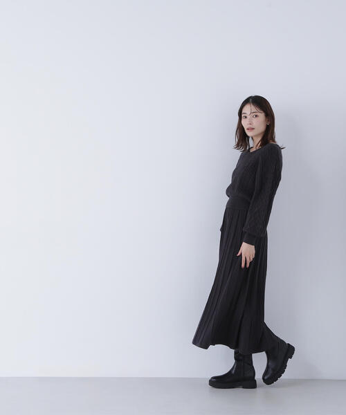 NATURAL BEAUTY BASIC(ナチュラルビューティーベーシック)の「◇ケーブルニットセットアップ(ワンピース・レディース・ブルー/オフホワイト/チャコールグレー・MEDIUM/P/S)」の10枚目の写真