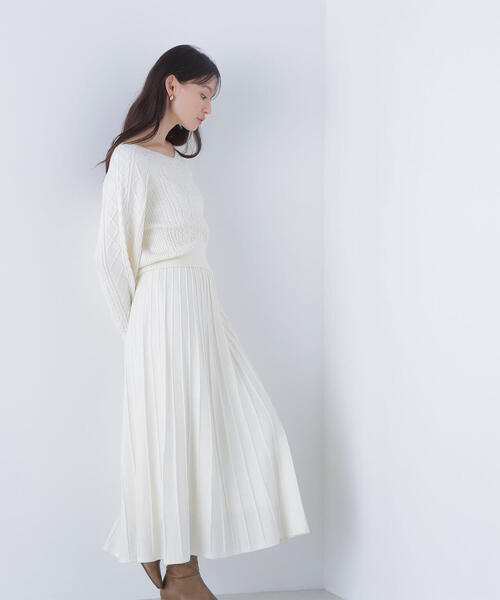 NATURAL BEAUTY BASIC(ナチュラルビューティーベーシック)の「◇ケーブルニットセットアップ(ワンピース・レディース・ブルー/オフホワイト/チャコールグレー・MEDIUM/P/S)」の15枚目の写真
