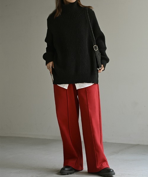 HUG.U（ハグユー）の「選べる2丈 「きれい見え」 スウェットワイドパンツ（スウェットパンツ・レディース・ライトブルー/ブラック/アイボリー/ダークブラウン/ライトグレー/レッド/ダークグレー・レギュラー丈/トール丈）」の22枚目の写真