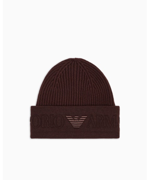 セール】【エンポリオ アルマーニ】ビーニー ウール ロゴブリム