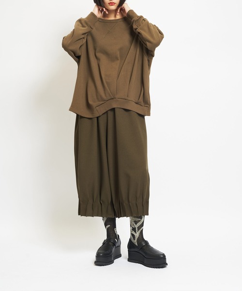 gomme（ゴム）の「30/10裏毛　ドレープＴ（Tシャツ/カットソー・レディース・チャコールグレー/カーキ/ブラック・MEDIUM）」の6枚目の写真