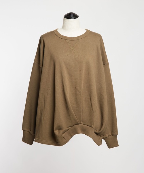 gomme（ゴム）の「30/10裏毛　ドレープＴ（Tシャツ/カットソー・レディース・チャコールグレー/カーキ/ブラック・MEDIUM）」の18枚目の写真