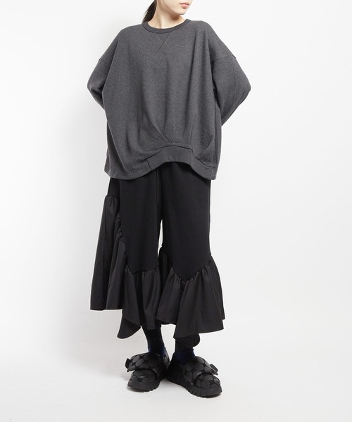 gomme（ゴム）の「30/10裏毛　ドレープＴ（Tシャツ/カットソー・レディース・チャコールグレー/カーキ/ブラック・MEDIUM）」の8枚目の写真