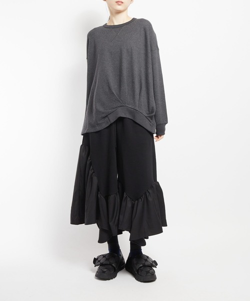 gomme（ゴム）の「30/10裏毛　ドレープＴ（Tシャツ/カットソー・レディース・チャコールグレー/カーキ/ブラック・MEDIUM）」の9枚目の写真