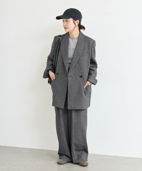 JOURNAL STANDARD(ジャーナルスタンダード)の「MANTECO PEAKED ジャケット(テーラードジャケット・レディース・チャコールグレー/カーキ・FREE)」の3枚目の写真