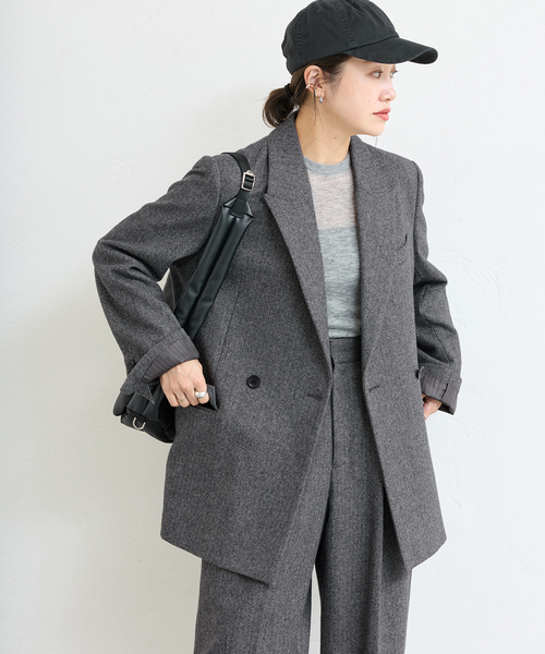 JOURNAL STANDARD(ジャーナルスタンダード)の「MANTECO PEAKED ジャケット(テーラードジャケット・レディース・チャコールグレー/カーキ・FREE)」の7枚目の写真