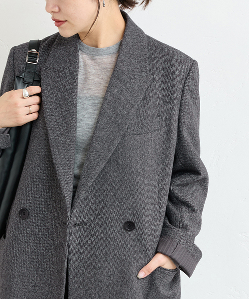 JOURNAL STANDARD(ジャーナルスタンダード)の「MANTECO PEAKED ジャケット(テーラードジャケット・レディース・チャコールグレー/カーキ・FREE)」の8枚目の写真